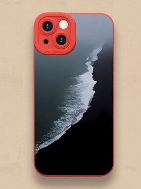 Bold Red Frame Moody Beach Art Phone Case